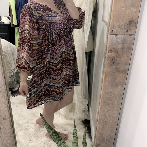 Umgee boho Plunge Neck Mini Sundress size large - Picture 3 of 5